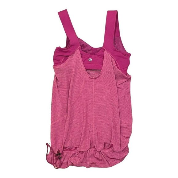 Lululemon Run For Your Life Yoga Tank Top Layered Tank Built-in Bra Drawstring 4 - Picture 2 of 3